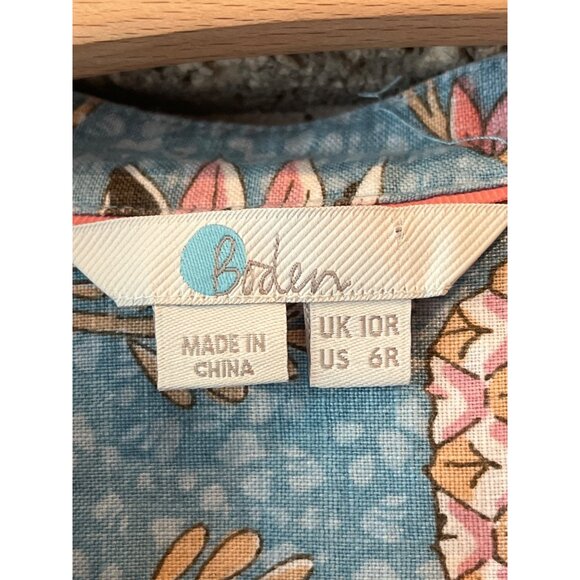 Boden Womens Tunic Top Size 6R Pineapple Print Blue & Pink Bohemian Style Cotton - Picture 6 of 14
